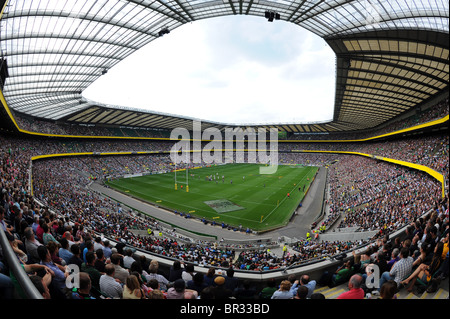 View inside a full Twickenham Stadium, London. Home of the English Rugby Football Union or RFU Stock Photo