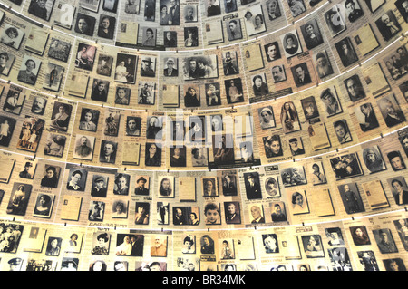 Photographs of murdered Jews at the Holocaust Museum within the Holocaust memorial place Yad Vashem, Jerusalem, Middle East Stock Photo