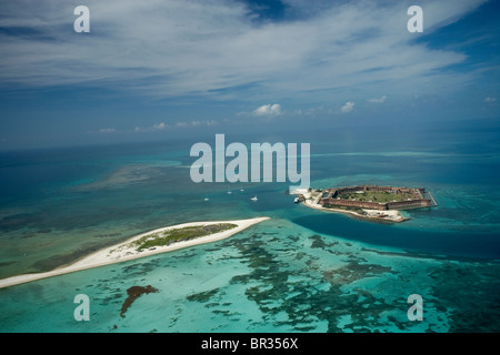 Aerial view Fort Jefferson on Garden Key, Dry Tortugas Stock Photo