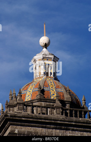 Talavera tiled dome of the Cathedral of the Immaculate Conception in the city of Puebla, Mexico