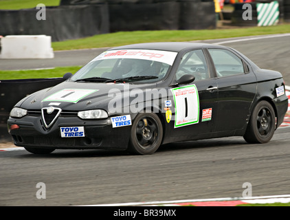 Alfashop Alfa Romeo 156 Saloon Race Car at Oulton Park Motor Racing Circuit Cheshire England United Kingdom UK Stock Photo