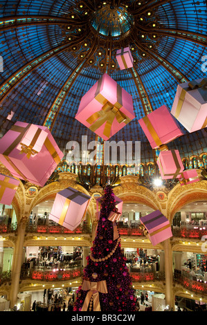 christmas decorations in Galeries Lafayette hall. Paris. France Stock Photo