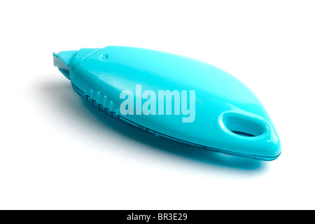 Blue correction tape isolated on white background Stock Photo