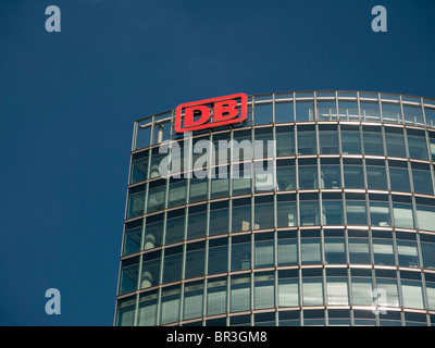 Detail of office tower headquarters of DB or Deutsche Bahn national railway company in Berlin Germany Stock Photo