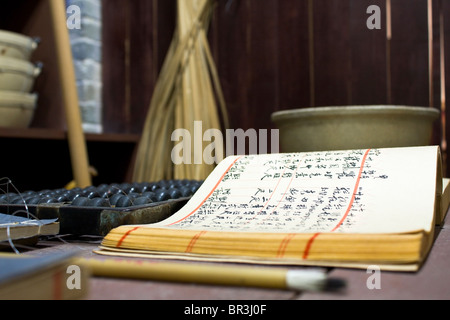 close up of chinese old shop foucs on the table Stock Photo
