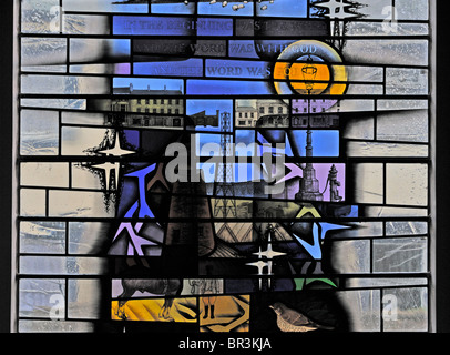 The Bragg Family Windows, Left Hand Light:- God the Son, (detail). Church of Saint Mary the Virgin, Wigton, Cumbria, England. Stock Photo