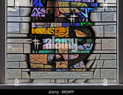 The Bragg Family Windows, Left Hand Light:- God the Son, (detail). Church of Saint Mary the Virgin, Wigton, Cumbria, England. Stock Photo