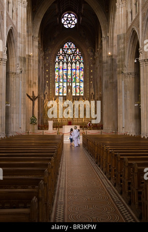 Nave and high altar of St Patrick's cathedral in Armagh Northern Ireland Stock Photo