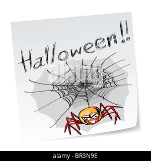 a note with hand-drawn halloween theme message - 5 of series. Stock Photo