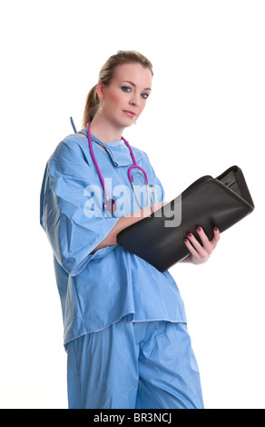 young female doctor or nurse isolated on white Stock Photo