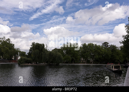 Little Venice in Maida Vale, London. Various depictions of houseboats, boats and barges moored at this quite beautiful place in London. Stock Photo