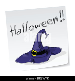 a note with hand-drawn halloween theme message - 6 of series. Stock Photo