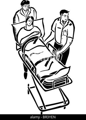 Black and white drawing of an emergency ambulance Stock Photo - Alamy