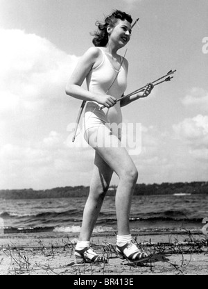 Historical image, female archer, ca. 1940 Stock Photo