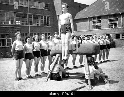 Historical image, female gymnasts with a pommel horse, ca. 1926 Stock Photo