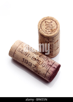 French red wine corks on a white background Stock Photo