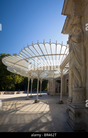 The Vichy Opera glass canopy (Palace of Congress) in France. Marquise de l'opéra de Vichy (Palais des Congrès) en été (France). Stock Photo