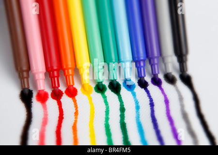 Colorful markers on white background. With beautiful vibrant colors, great for kids, color, school , design or print themes. Stock Photo