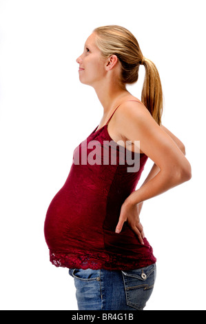 pregnant woman on white background Stock Photo