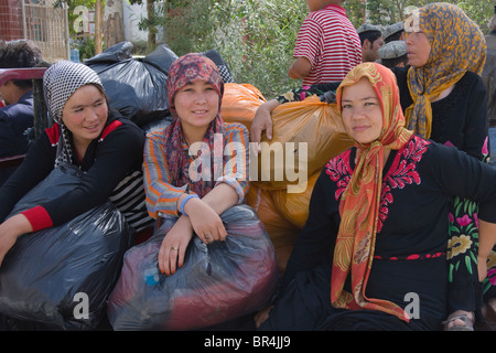 Uighur women, Hotan, Xinjiang, China Stock Photo