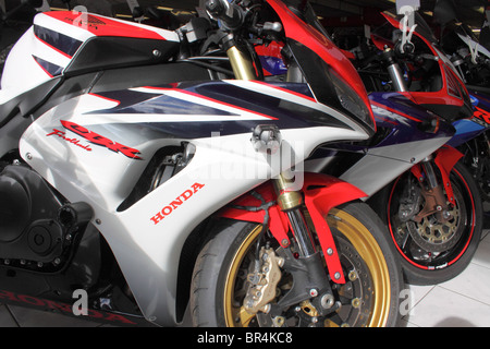 Honda Fireblade CBR1000 motorcycles for sale in a Honda dealership showroom Stock Photo