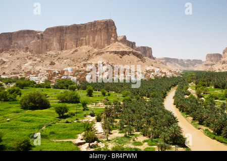 A view into Wadi Do'an, Hadramaut, Yemen Stock Photo