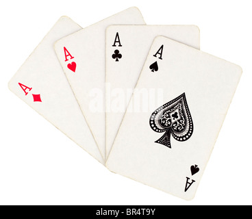 Four aces isolated on white background Stock Photo