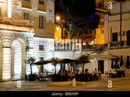 Cafetaria de São Carlos, located in front of Teatro São Carlos in Lisbon's Chiado district. The Café Chiado can also be seen. Stock Photo