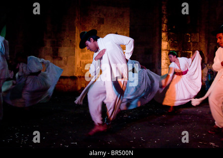 Dancers perform Jarabes Yalaltecos at a Guelaguetza celebration in Oaxaca City Oaxaca Mexico. Stock Photo