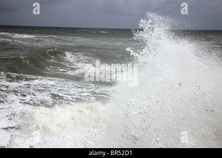 Stormy sea waves on the Norfolk coast. Stock Photo