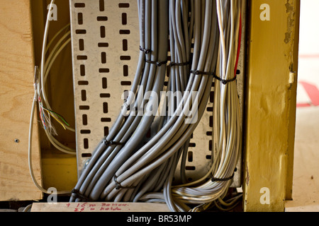 Electric cabling inside a building Stock Photo