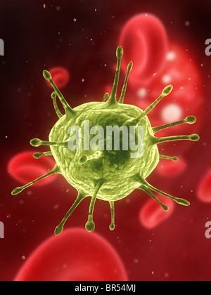 Virus with blood cells. 3d render Stock Photo - Alamy