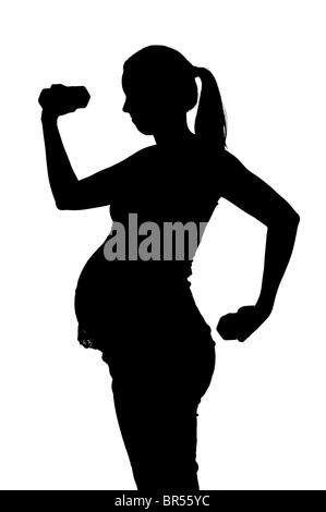 pregnant woman on white background