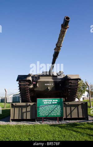 old 2nd world war armoured tank on display bat Castlemartin firing range, Pembrokeshire Wales colour up 105659 Castlemartin Stock Photo