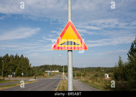 speed bump traffic sign Stock Photo