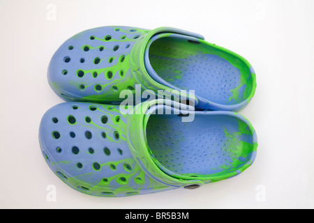 Blue and green store crocs