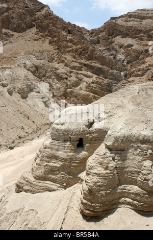 The Dead Sea Scrolls were found in clay jars throughout this cave in Qumran National Park, Israel. Stock Photo