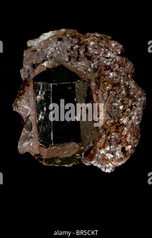 Rutile Crystal (TiO2) - Graves Mountain Georgia - USA - Titanium oxide - An ore of titanium and of purified titanium oxide Stock Photo