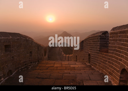 Great Wall winding in the mountain at sunset, Jinshanling, Hebei, China Stock Photo