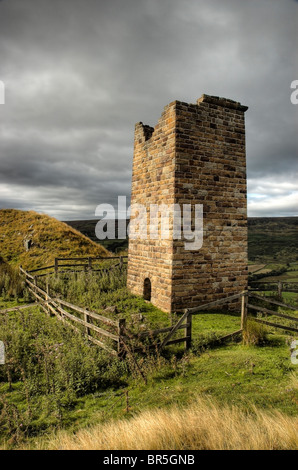 Old Chimney at Rosdale, North York Moors National Park, where iron was mined. Stock Photo