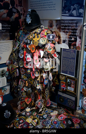 Memorial to the rescuers of the 9/11 terrorist attack in the nearby Trinity church in New York Stock Photo