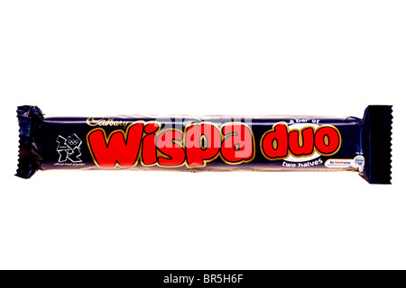 Branded Cadbury Wispa Duo Chocolate Bar Confectionery Sweets Isolated Against A White Background With A Clipping Path And No People Stock Photo