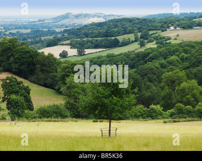 cotswolds landscape view over farmland fields and trees Stock Photo