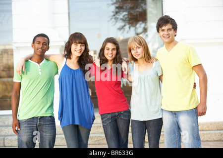 Group Of Teenage Students Standing Outside College Building Stock Photo