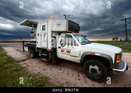 A Doppler on Wheels mobile radar truck parked in Kansas, May 6, 2010. Stock Photo