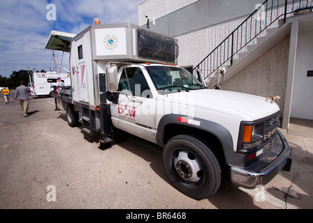 A Doppler on Wheels mobile radar truck parked in Kansas, May 6, 2010 Stock Photo