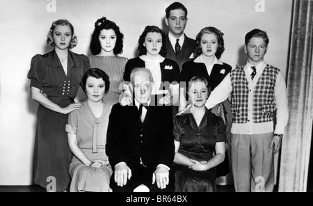 CECILIA PARKER, FAY HOLDEN, ANN RUTHERFORD, LEWIS STONE, JUDY GARLAND, DON CASTLE, LANA TURNER, MICKEY ROONEY, LOVE FINDS ANDY HARDY, 1938 Stock Photo