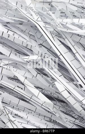 Close up of shredded waste paper strips Stock Photo