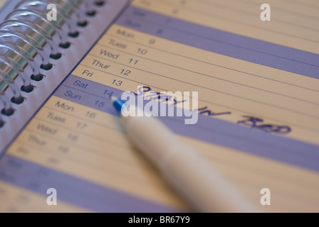 diary showing Friday the 13th Stock Photo