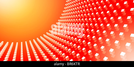 Orange abstract cubes in a curve Stock Photo